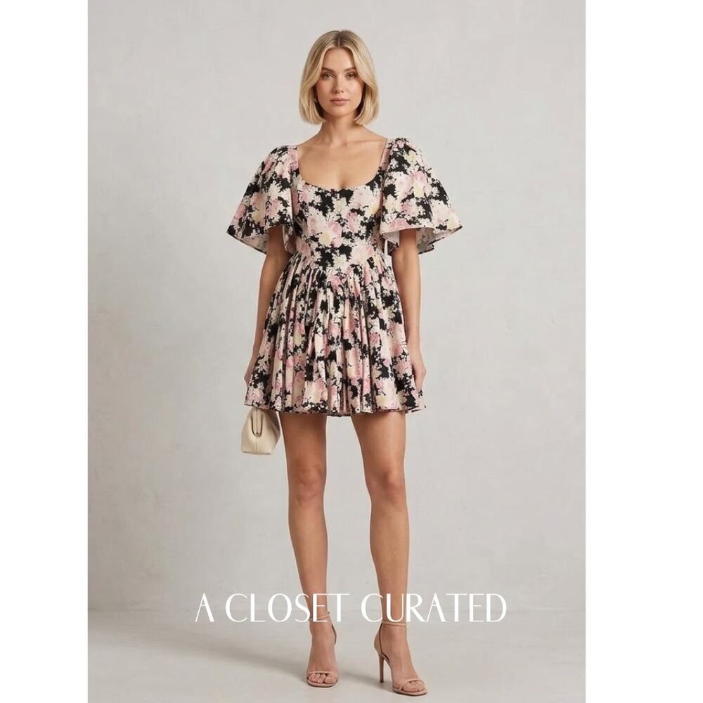 Maison Amory Mini Dress Small Black Pink NEW